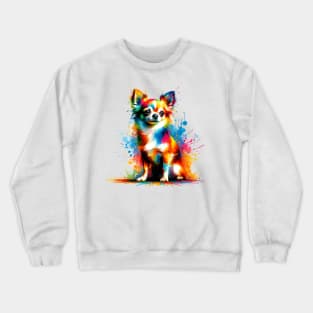 Vibrant Abstract Chihuahua Color Splash Art Portrait Crewneck Sweatshirt